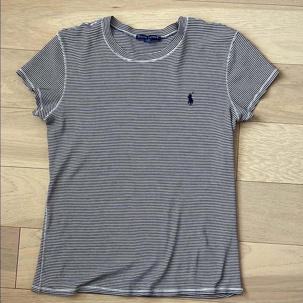 Ralph Lauren Black and White Striped Short Sleeve Tee